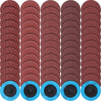 Chumia 250 Pcs Mix Roll Lock Discs Set 36 60 80 120 240 Grit 2 Inch Sanding Discs Die Grinder Accessories Aluminum Oxide Surface Conditioning for Surface Prep Polish Burr Paint Removal(Red)