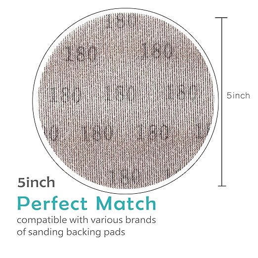 Mesh 5 inch 6 inch Sanding Discs 35PCS Hook and Loop Sanding Discs, Dust-Free, Ideal for Metal, Wood, Composites, Stock Removal, and Fine Finishing (5in, 180 Grit)