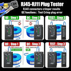 NF-468CS Network Cable Tester,RJ45/RJ11/CAT5/CAT6/CAT5E/CAT6A/ CAT7/POE Test UTP/STP Continuity Tester Ethernet Cable Mapper Phone Line CAT3, Ethernet Cable Tester, LAN Cable Test Network Tools