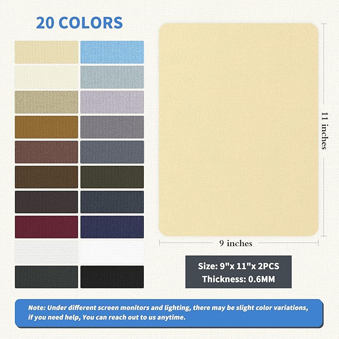 KING MOUNTAIN Canvas Repair Patch 9 x11 Inch 2 Pcs Self-Adhesive Waterproof Fabric Patch for Sofas, Tents, Furniture,Tote Bags, Car Seats (Beige)