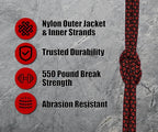 BORED? PARACORD! 550 lb Paracord - Ideal for Crafting, Camping, DIY Projects, Active & Military Outdoors - Strong Survival Rope - Tactical Parachute Cord Type III - Blood Diamonds 100 Feet