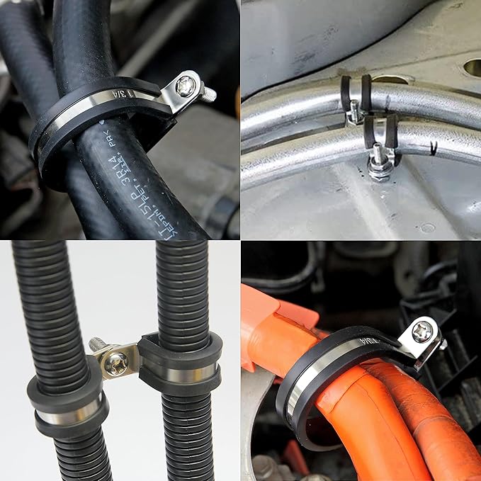 50 PCS 3/8 Inch Stainless Steel Cable Clamps - Insulated, Hose & Pipe Clamps