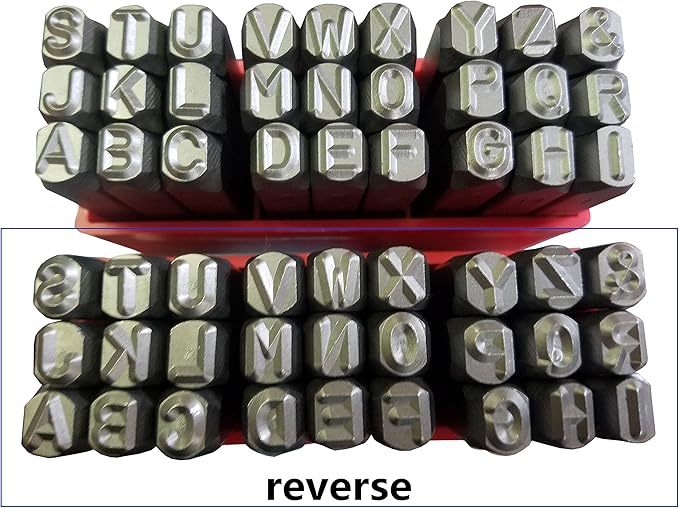 27pcs Heavy Duty Steel Stamp Uppercase Letter 5/32 4mm Hand Stamping Character Mark Code Alphabet Punch Kit for Bracelet Ring Jewelry Sheet Metal Plate Making Mold Die