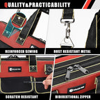 17 in Tool Bag For Men with Waterproof Molded Base, High Capacity Wide Mouth Tote, Construction Worker Electricians Tool Bags, Large Tool Bag Organizer for Men Women (Red)