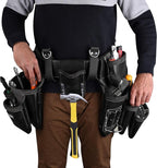 Heavy Duty 19 Pocket Leather Tool Belt Multipurpose Pockets Work Organizer Pouch Framing Fat Lip Tool Holder for Carpenter, Construction, Handyman, and Electrician Tool Belt Set