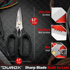 DUROX - Heavy Duty Scissors, Multipurpose Utility Scissors. Built to Cut Leather, Cardboard, Carpet, Plastic and Rope. All Purpose Heavy Duty Kitchen Scissors to Cut Meat, Poultry and Chicken Bones