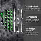 ALOANES Magnetic Socket Organizer Set, 6-Piece Heavy Duty Aluminum Socket Holder Socket Rail Organizer for Tool Box, 360° Swivel Clips Socket Rack 1/4, 3/8, 1/2-Inch x 80 Clips (Green)