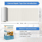 KING MOUNTAIN Canvas Repair Tape,Outdoor Gear Patch, 4×63 Inches,Waterproof,Self-Adhesive for Repairing Boat Covers,Sun Shades,Sofas,Tents,Lounge Chairs,Awnings (Off White)