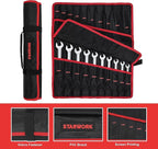 TRUE MECHANIC™ 20 Pc. Reversible Ratcheting Combination Wrench Set, Non-Slip, Long Pattern, SAE, Metric, Professional, With Portable Roll-Up Pouch Bag…