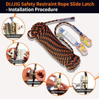 Rope Harness Safety Lanyard 150ft Vertical Roofing Rope with Grab Snap Hooks Shock Absorber Fall Protection Tree Climbing Line Kit Heavy Duty Roof Safety Equipment ANSI CE