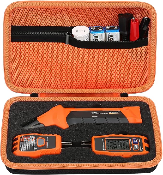 Aenllosi Hard Case for Klein Tools ET310 AC Circuit Breaker Finder & 80016 Circuit Breaker Finder Tool Kit & 80041 Outlet Repair Tool Kit & RT250 GFCI Outlet Tester Organizer (Case Only)
