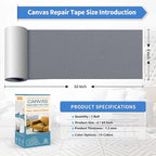 KING MOUNTAIN Canvas Repair Tape,Outdoor Gear Patch, 4×63 Inches,Waterproof,Self-Adhesive for Repairing Boat Covers,Sun Shades,Sofas,Tents,Lounge Chairs,Awnings (Grey-1)