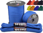 BORED? PARACORD! 550 lb Paracord - Ideal for Crafting, Camping, DIY Projects, Active & Military Outdoors - Strong Survival Rope - Tactical Parachute Cord Type III - Tarheel Blue 50 Feet