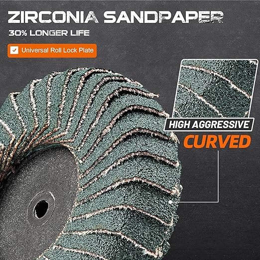 10PCS 80 Grit Curved Flap Disc 2 Inch Roll Lock Quick Change Sanding Discs 1pcs 1/4" Holder Surface Grinding Disc for Die Grinder Metal Surface Grind Burr Finish Weld Rust Paint Removal