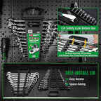 SK Flex-Head Ratcheting Wrench Set, Combination Wrench Set, 13-Piece, SAE 1/4" to 1", 72-Tooth, Premium CR-V Construction, with Rack Organizer