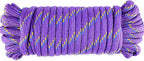 Wellmax Diamond Braid Nylon Rope, 3/8 in X 50 Foot, UV Resistant, High Strength and Weather Resistant - Purple