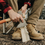 Titanium Camping Axe - 18" & 11.5" Wood Hickory Handles - Tomahawk Axe Hammer End - 2-Piece Slip-Fit Design - Includes Blade Sheath and 2 Handles - Survival Axe