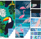 2 Pack Microfiber Beach Towel Oversized 71"x32" Sand Free Quick Dry Absorbent Lightweight Thin , Compact Towels for Travel Swimming Pool Yoga Gym Camping Beach Accessories Vacation Essentials Gift