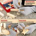 Wood Carving Kit, Whittling Kit for Beginners 17PCS Wood Carving Tools with 3PCS Whittling Knife 9PCS Basswood Blocks & Gloves & Strop Block & Polishing Compound Wood Carving Set Hobbies for Adults
