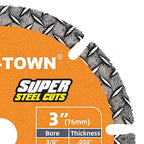 TWIN-TOWN 3" Diamond Cutting Wheel with 3/8" Arbor, Metal Cut Off Wheel, Carbide Cutting Wheel for Angle Grinder, 5000+ Cuts on Rebar, Steel, Iron, and INOX,2 Pack
