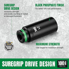 SK 3/8" Drive Impact Socket Set, Deep Metric Sockets, 13-Piece 8 to 21mm, Premium CR-MO Steel, SureGrip 6 Point Design, with Aluminum Socket Organizer