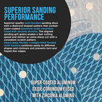 Premium 60 Grit 6" Rhombus Diamond Shape Blue Sanding Discs, 6-Hole, Box of 50 - Hook & Loop Anti-Clogging J-Cloth Dustless Sandpaper for Random Orbital Sanders, Sand Auto Paint, Wood