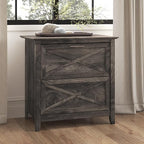 Bush Furniture Key West 2 Drawer Lateral File Cabinet in Dark Gray Hickory | Document Storage for Home Office | Accent Chest with Drawers
