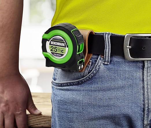 3 Pack - Tape Measures 25 ft - Easy to Read Fractions to 1/8th inch - Magnetic Tip - Thumb and Quick Lock - Autowind - Belt Clip - Green - Measuring Tape Retractable