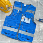 TCCFCCT High Visibility Safety Vest for Men Women 9 Pockets Hi Vis Reflective Vest for Safety, Work Vest with Reflective Strips, Meets ANSI/ISEA Standards, (Blue, 4X-Large)