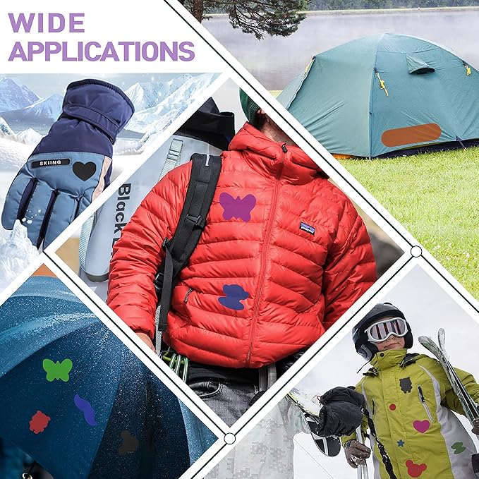 Azobur 6-Pack Nylon Repair Patch Self Adhesive Vinyl Outdoor Camping Gear Repair Kit,Waterproof Fabric Repair Patches for Down Jacket, Tent, Sleeping Bag （Orange）