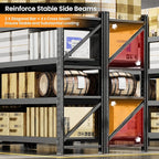 79” W Garage Shelving Heavy Duty, 7000LBS Metal Storage Shelves, 4 Tier Storage Rack Shelf, Steel Industrial Shelving, Adjustable Standing Shelf for Basement/Warehouse 79" W x 24" D x 79" H, Black