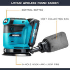 IRONFIST Brushless Random Orbital Sander, 6 Speeds Max 13500rpm, 5” Electric Sander Cordless 21V with Dust Collector and 23pcs accessories Included Battery and Charger