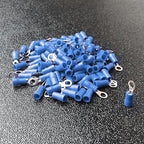 ANGSTROM #6 Bolt Ring Terminals, Insulated Electrical Crimp Connectors 100pcs (16-14ga Blue)