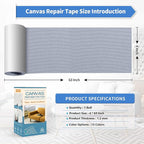 KING MOUNTAIN Canvas Repair Tape,Outdoor Gear Patch, 4×63 Inches,Waterproof,Self-Adhesive for Repairing Boat Covers,Sun Shades,Sofas,Tents,Lounge Chairs,Awnings (Light Grey 2.0)
