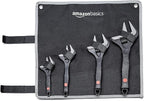 Amazon Basics 4-Piece Plumbing Adjustable Wrench with Soft Grip, Wide Mouth, Includes: 6-inch (150mm), 8-inch (200mm), 10-inch (250mm), 12-inch (300mm), 4 Sizes Bundle