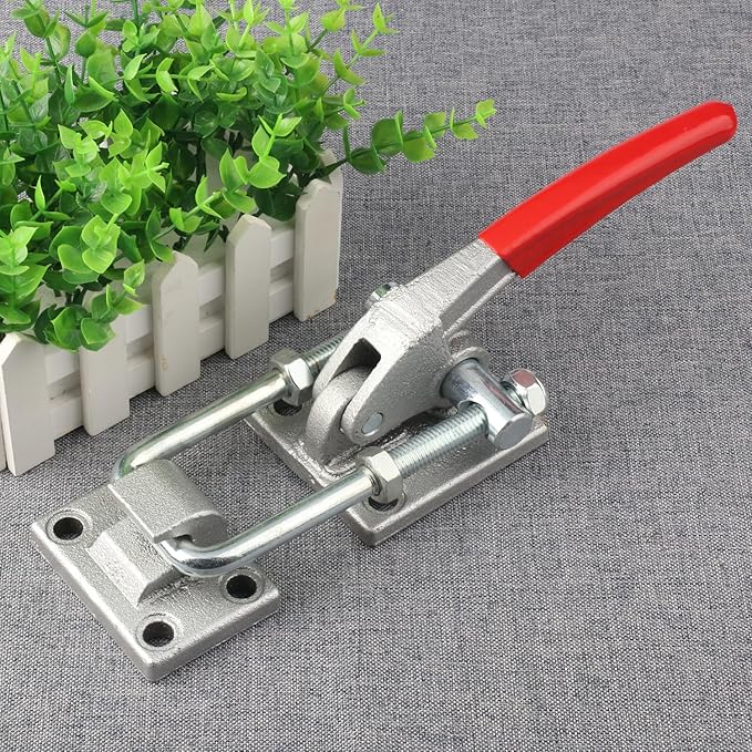 10.2 Inch Heavy Duty Large Toggle Clamp Latch, 7700Lbs Holding Capacity, Tire Carrier Latch, Self-Lock U-Bolt Adjustable for Trailer Latch, Machine, Smoker Lid, latches Hardware, by GENHAKON.