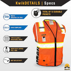 KwikSafety - BIG KAHUNA DIGITAL Safety Vest [LIMITED EDITION] Class 2 ANSI OSHA Reflective Vest Durable High Visibility Vest Construction Safety Vest for Men Industrial Work Gear/Orange 3XL
