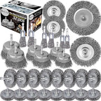 Wire Wheel Cup Brush Set,0.012-Inch Coarse Crimped Carbon Steel,Die Grinder Wire Brush for Drill,1/4In Hex Shank,Wire Drill Brush Set (32 Pack)