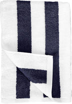 Amazon Basics 100% Cotton Terry Absorbent Cabana Stripe Pool & Beach Towels, Soft, Large, and Thick, 2-Pack, Navy Blue, 30 in x 60 in