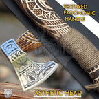 SHINY CRAFTS | Custom Handmade Carbon Steel Viking Axe,Valentine's Day Gift, Birthday Gift for him, Leather Wrapped Handle and Leather Sheath (VBA-19) (VBA-14)