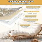 Canvas Repair Tape, 3.2 x 63 Inch Waterproof Heavy Duty Fabric Tape for Furniture, Self Adhesive Canvas Repair Patches for Boat Covers, Sofas, Tents, Louge Chairs, Canopy, Awning Black Gray