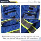 JKSafety 9 Pockets Hi-Vis Safety Vest High Visibility Reflecitive Safety Vests for Men and Women Work Utility PPE Work Gear ANSI/ISEA compliant (902-Blue 4XL)