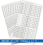 Premium Wire Marker Book for Cable Management, Vinyl-Coated, High-Tack Adhesive, Electric Panel Wire Label Stickers - 10 Pages, 1 Book, Legends A-Z, 0-15 (Pack of 5)