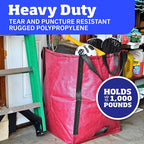 DURASACK Heavy Duty Home and Yard Bags 48-Gallon Reusable Self-Standing Lawn and Leaf Bags Garbage Can with Reinforced Handles, Red, 3 Pack