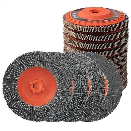 Jumbo Zirconia Flap Discs 4 1/2 for Angle Grinder, 40/60/80/120 Grit Type 27 High Density Trimmable 5/8"-11 inch Grinding Wheels for Grinding, Rust Removal, Sanding and Finishing - 10 Pack