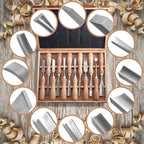 SELFIE CAT 12 Piece Wood Chisel Set for Woodworking Tools Wood Carving Tools with Wooden Case Wood Carving Kit for Beginners and Professionals