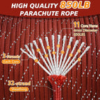 850Ib Reflective Paracord Rope, 50/100/200/500/1000ft 4MM 11 Strand Cords Lanyard Utility Parachute Cord for Survival Tactical Tent Camping Hiking Fishing Clothesline DIY Projects, Red 200FT