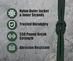 BORED? PARACORD! 550 lb Paracord - Ideal for Crafting, Camping, DIY Projects, Active & Military Outdoors - Strong Survival Rope - Tactical Parachute Cord Type III - Hunter Green 1000 Feet