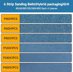 6-Piece 3 x 18 Inch 40-400 Grit Zirconia Sanding Belts, Heavy Duty Long-lasting Sanding Bands for Belt Sander, Rust Paint Removal, Wood Metal Grinding and Finishing