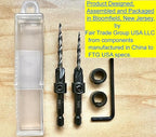 FTG USA Countersink Drill Bit Set #6 (9/64") and #8 (11/64") Wood Countersink Drill Bit, Tapered Countersink Bit, Stop Collar, Hex Wrench, Woodworking Countersink Drill Bits